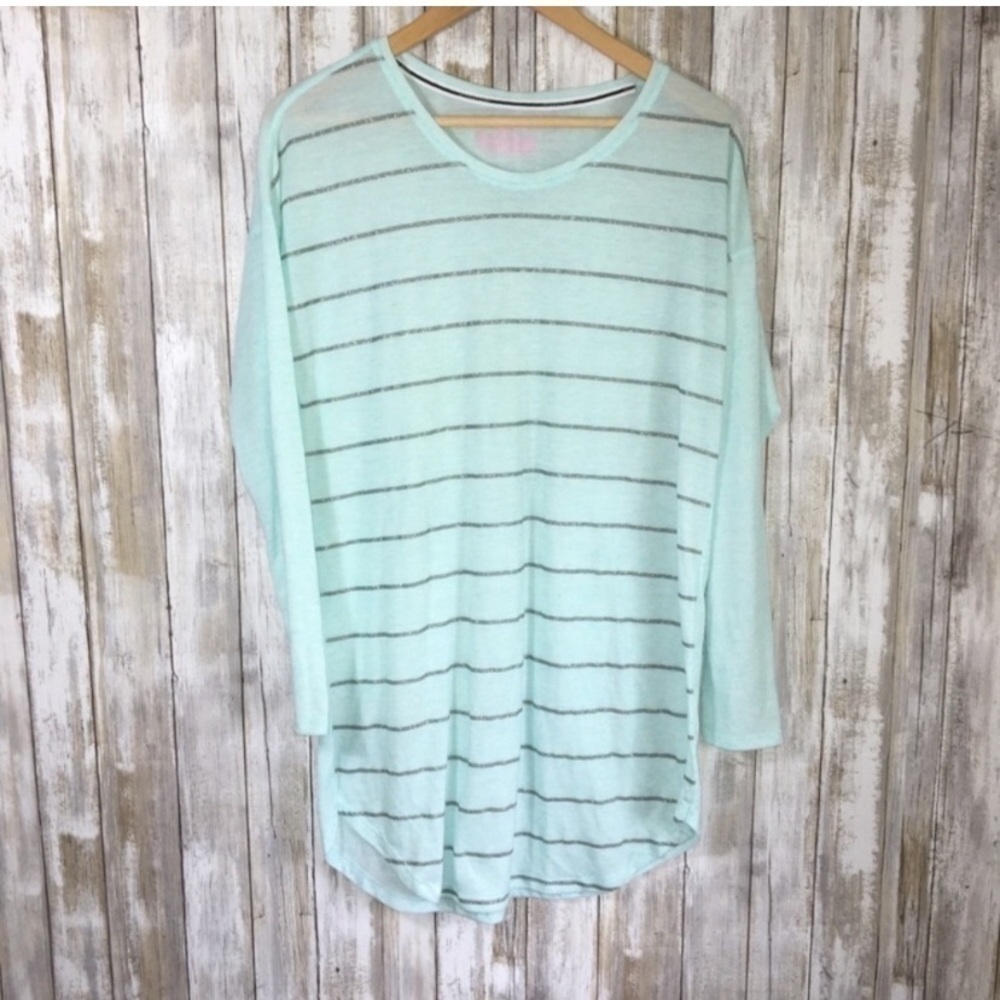Victoria's Secret Sky Blue & Silver Striped Nightgown